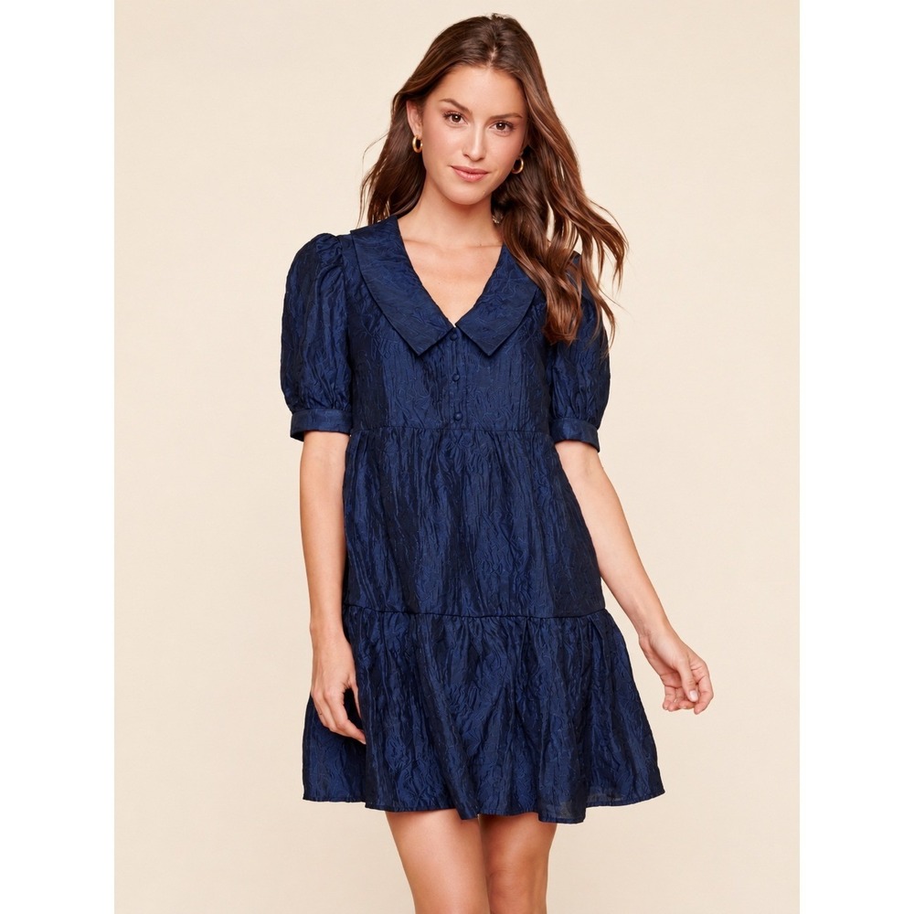 Sugarlips Kiki Puff‎ Sleeve Empire Mini Dress Navy XS